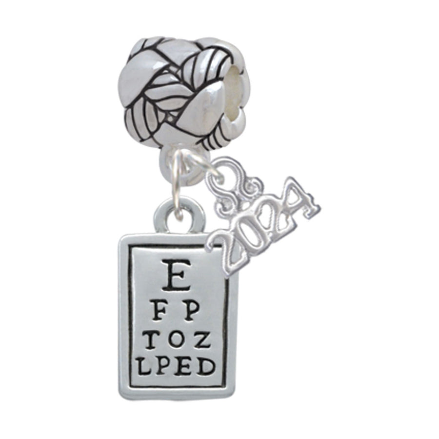Delight Jewelry Silvertone Eye Chart Woven Rope Charm Bead Dangle with Year 2024 Image 1