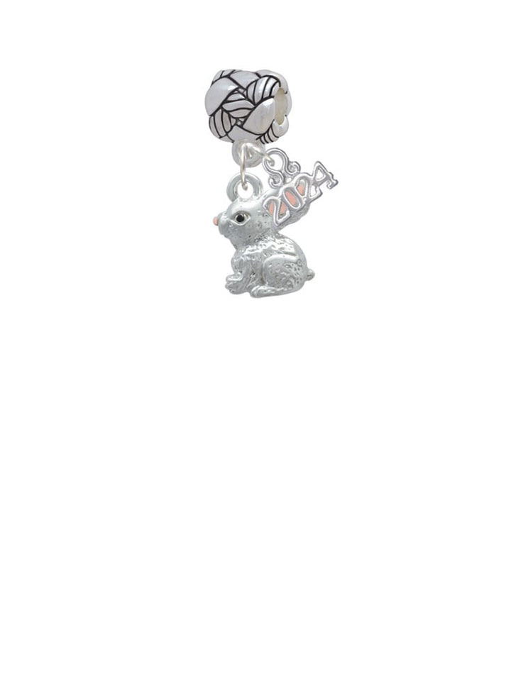 Delight Jewelry Silvertone 3-D Bunny Woven Rope Charm Bead Dangle with Year 2024 Image 2