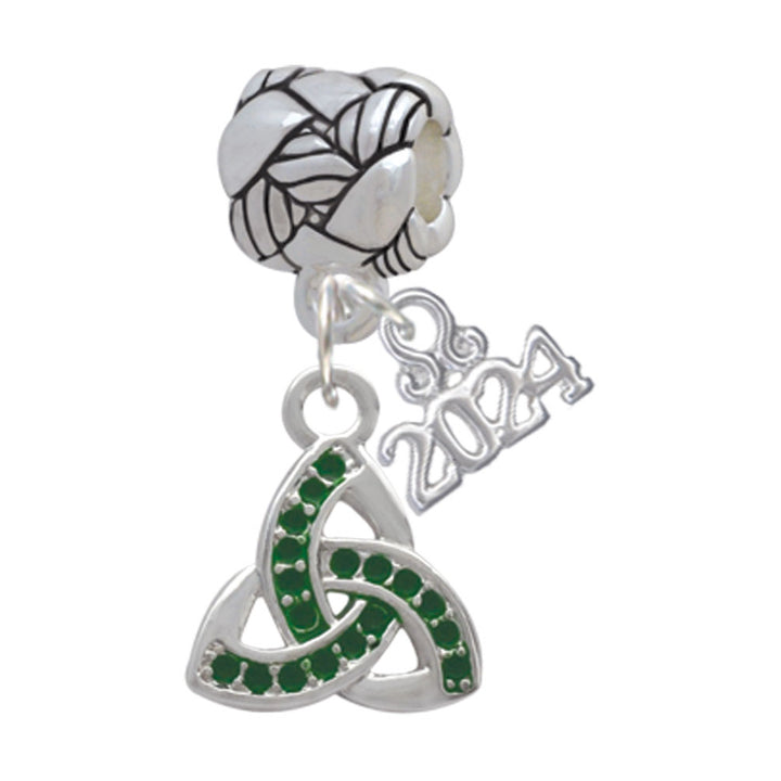 Delight Jewelry Silvertone Small 2-D Green Trinity Knot Woven Rope Charm Bead Dangle with Year 2024 Image 1