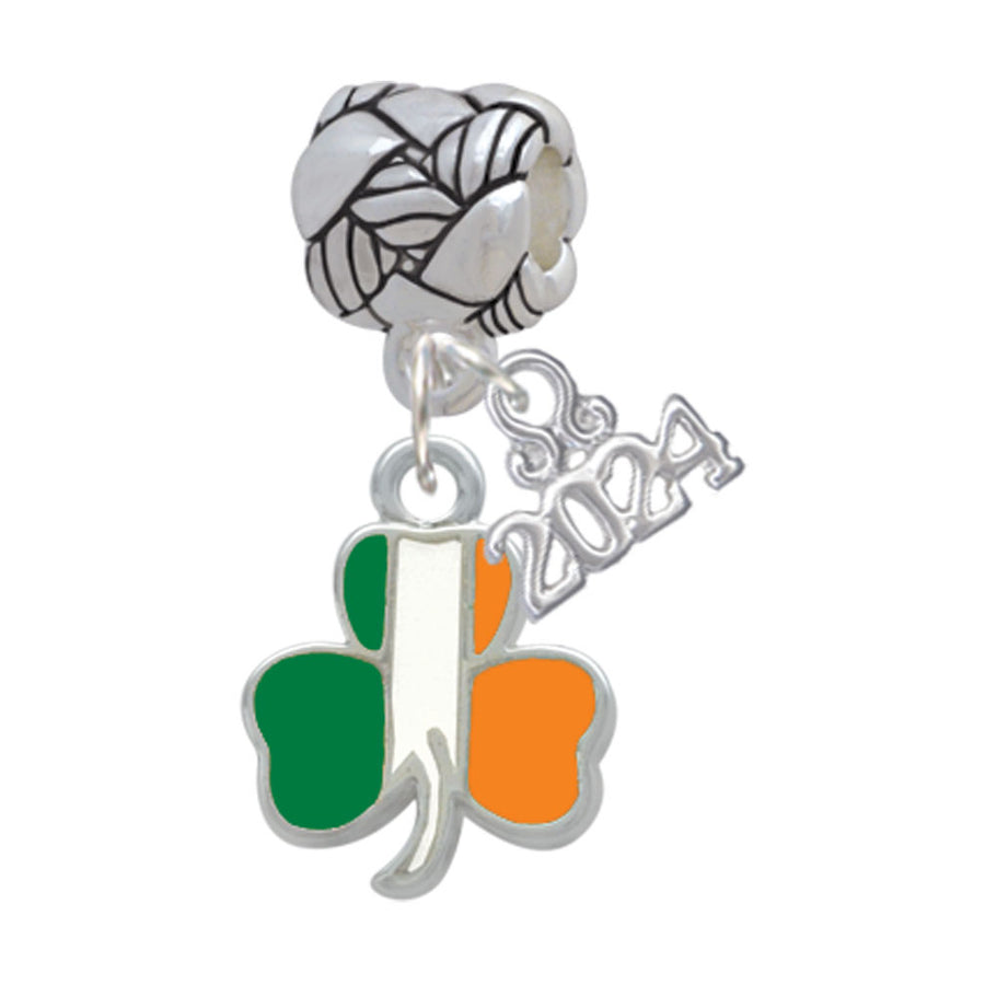 Delight Jewelry Silvertone Irish Flag Shamrock Woven Rope Charm Bead Dangle with Year 2024 Image 1