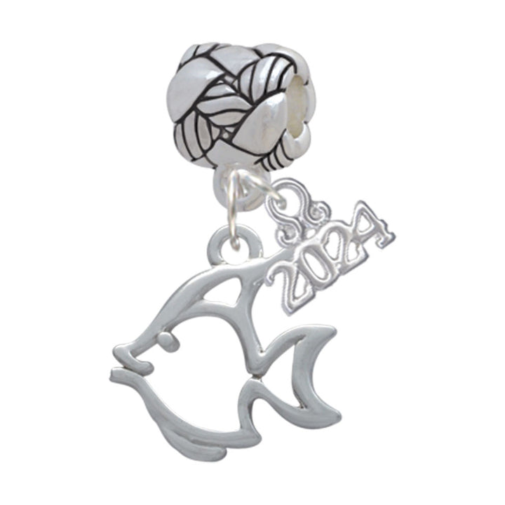 Delight Jewelry Silvertone 2-D Open Angel Fish Woven Rope Charm Bead Dangle with Year 2024 Image 1