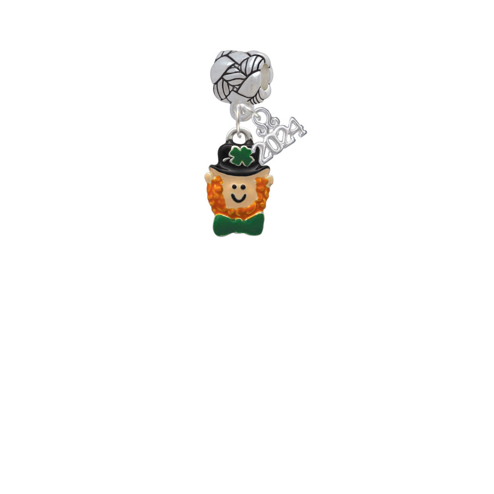 Delight Jewelry Silvertone Small Leprechaun with Bow Tie Woven Rope Charm Bead Dangle with Year 2024 Image 2