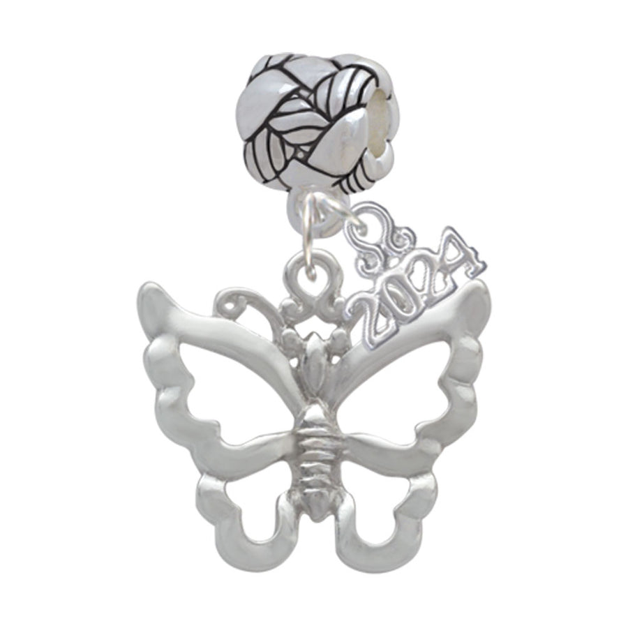 Delight Jewelry Silvertone Large Open Butterfly Woven Rope Charm Bead Dangle with Year 2024 Image 1
