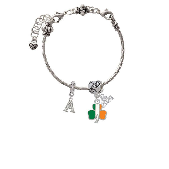 Delight Jewelry Silvertone Irish Flag Shamrock Woven Rope Charm Bead Dangle with Year 2024 Image 3