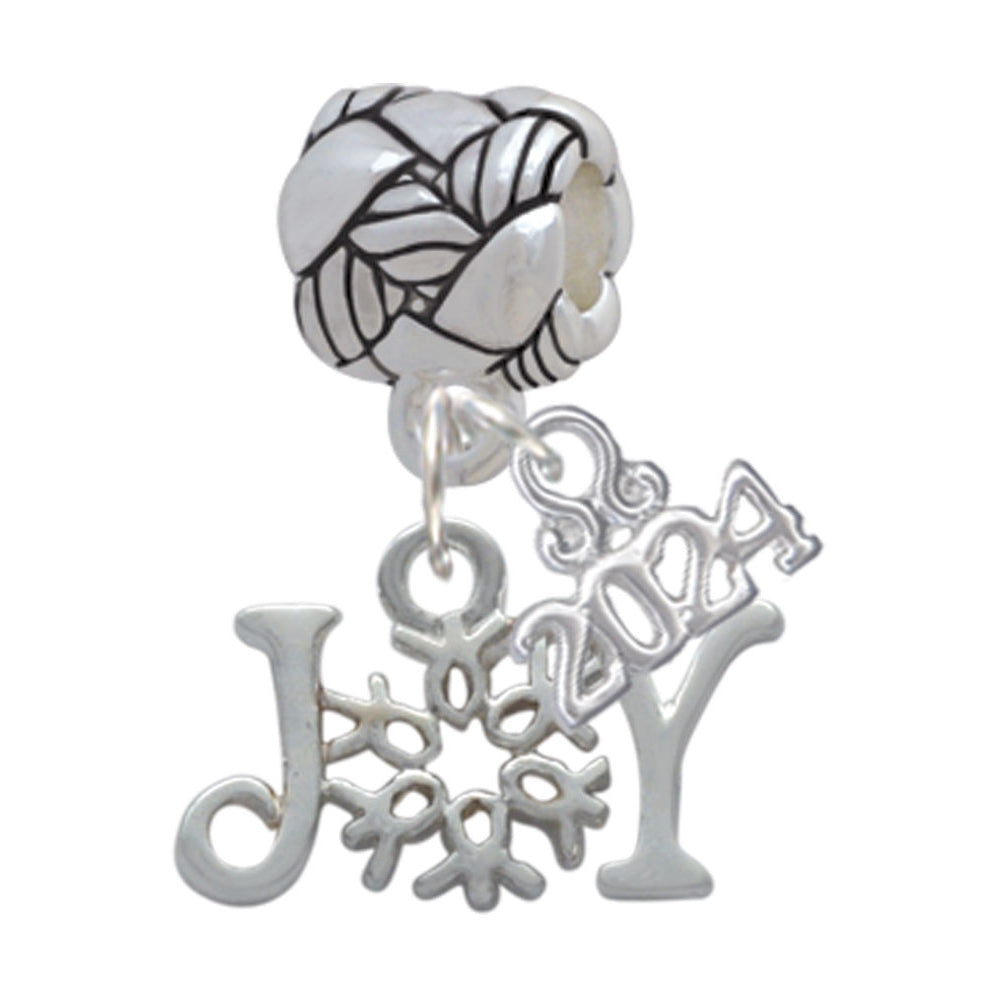 Delight Jewelry Silvertone Joy with Snowflake Woven Rope Charm Bead Dangle with Year 2024 Image 1