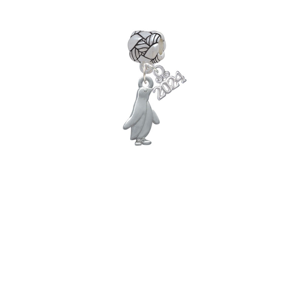 Delight Jewelry Silvertone Penguin Woven Rope Charm Bead Dangle with Year 2024 Image 2