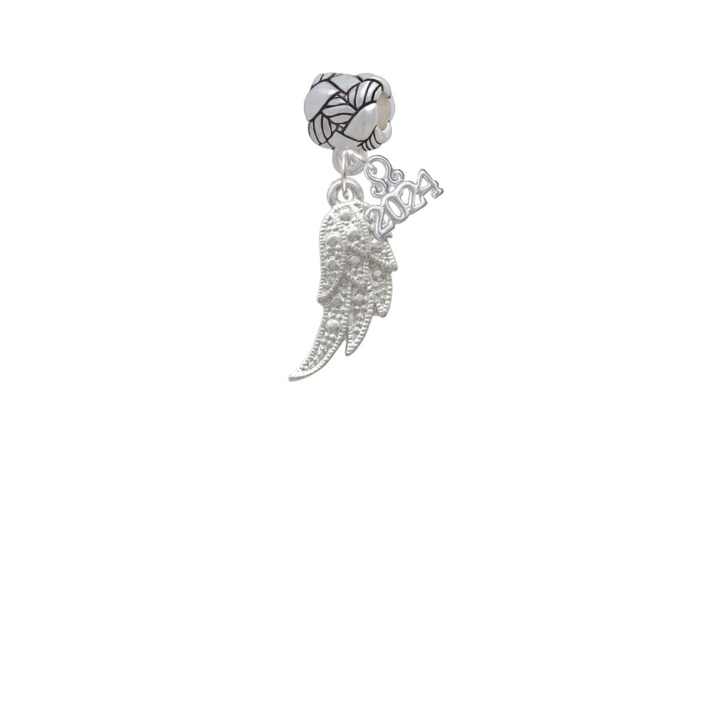 Delight Jewelry Silvertone Textured Angel Wing Woven Rope Charm Bead Dangle with Year 2024 Image 2