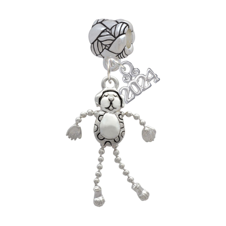 Delight Jewelry Silvertone Dog with 4 Dangle legs Woven Rope Charm Bead Dangle with Year 2024 Image 1