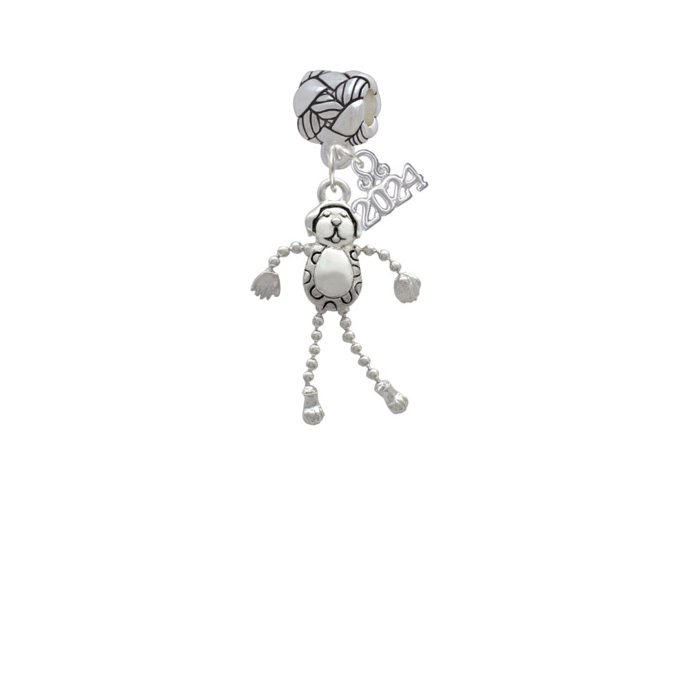 Delight Jewelry Silvertone Dog with 4 Dangle legs Woven Rope Charm Bead Dangle with Year 2024 Image 2