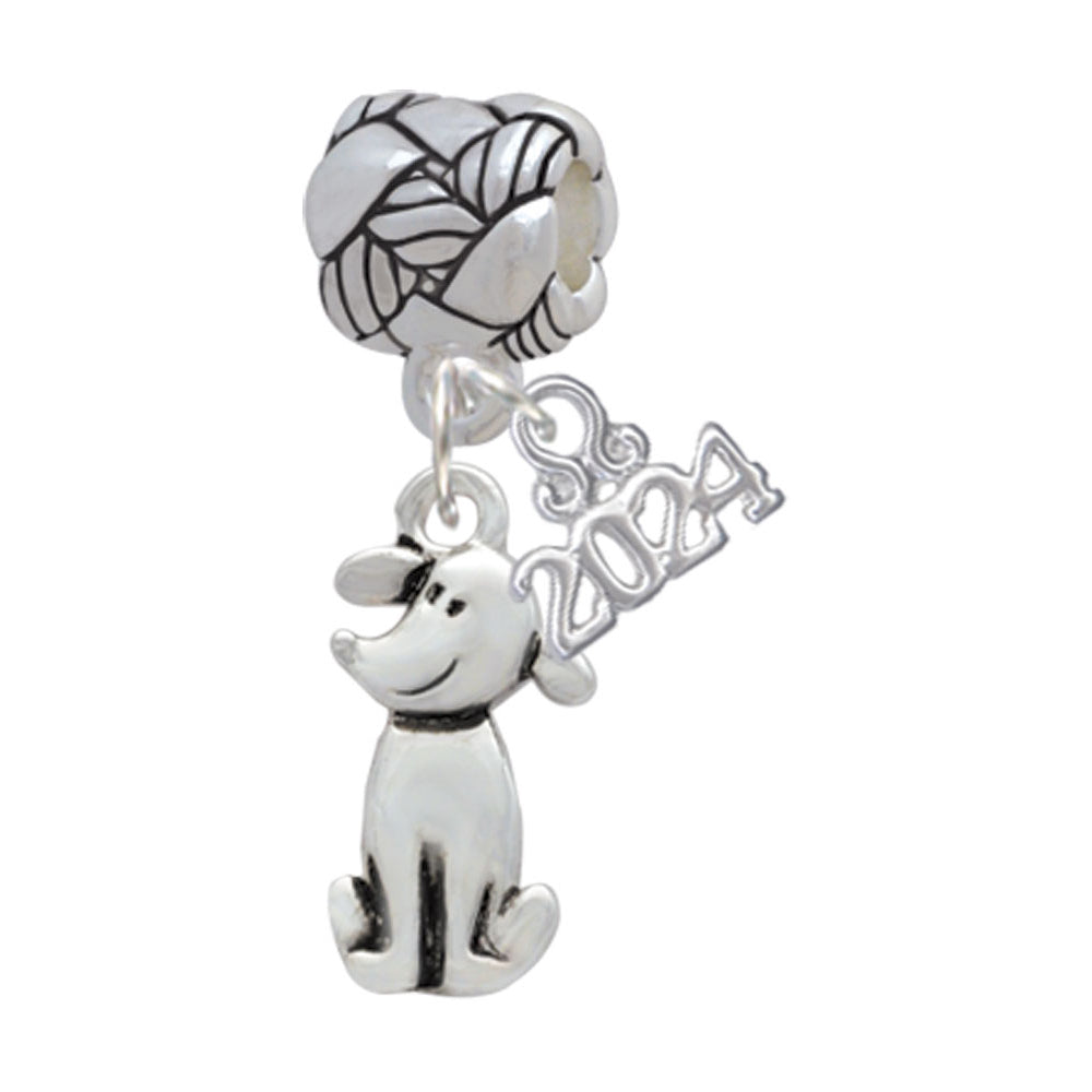 Delight Jewelry Silvertone 2-D Dog Woven Rope Charm Bead Dangle with Year 2024 Image 1