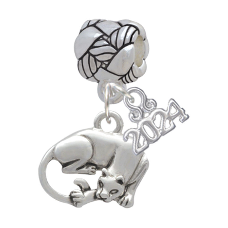 Delight Jewelry Silvertone Panther Woven Rope Charm Bead Dangle with Year 2024 Image 1