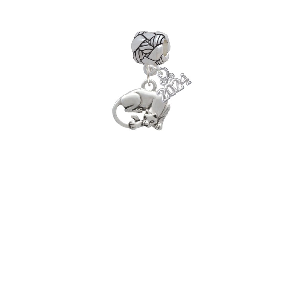 Delight Jewelry Silvertone Panther Woven Rope Charm Bead Dangle with Year 2024 Image 2