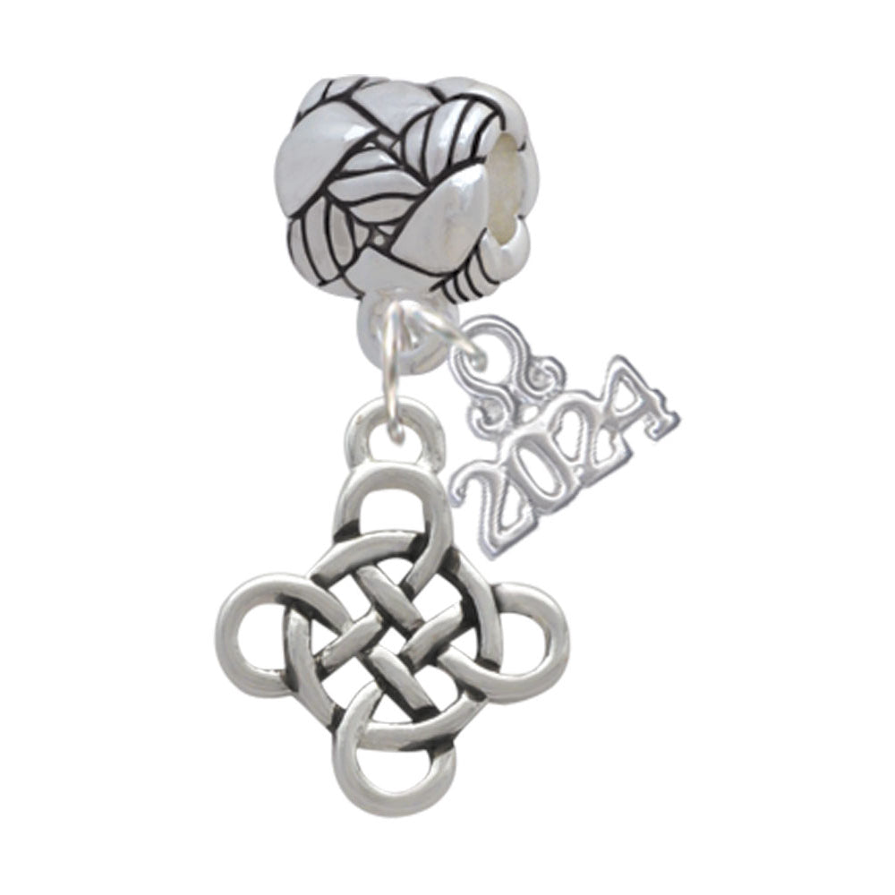 Delight Jewelry Silvertone Celtic Knot Cross Woven Rope Charm Bead Dangle with Year 2024 Image 1