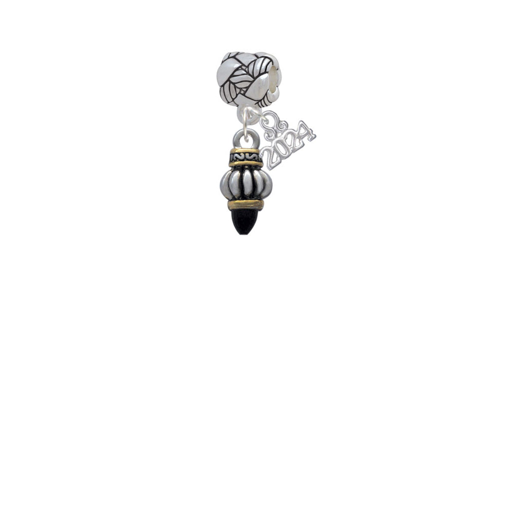 Delight Jewelry Two-tone Drop with Black Crystal Woven Rope Charm Bead Dangle with Year 2024 Image 2
