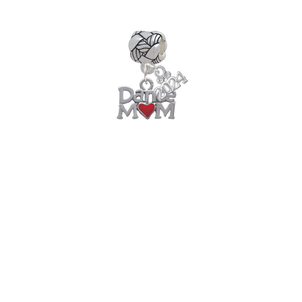 Delight Jewelry Silvertone Dance Mom with Red Heart Woven Rope Charm Bead Dangle with Year 2024 Image 2