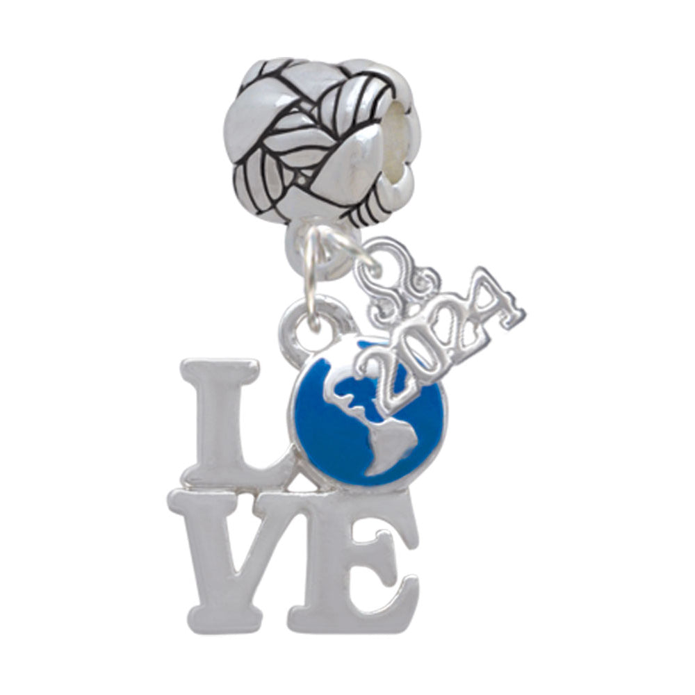 Delight Jewelry Silvertone Love with Enamel Earth Globe Woven Rope Charm Bead Dangle with Year 2024 Image 1