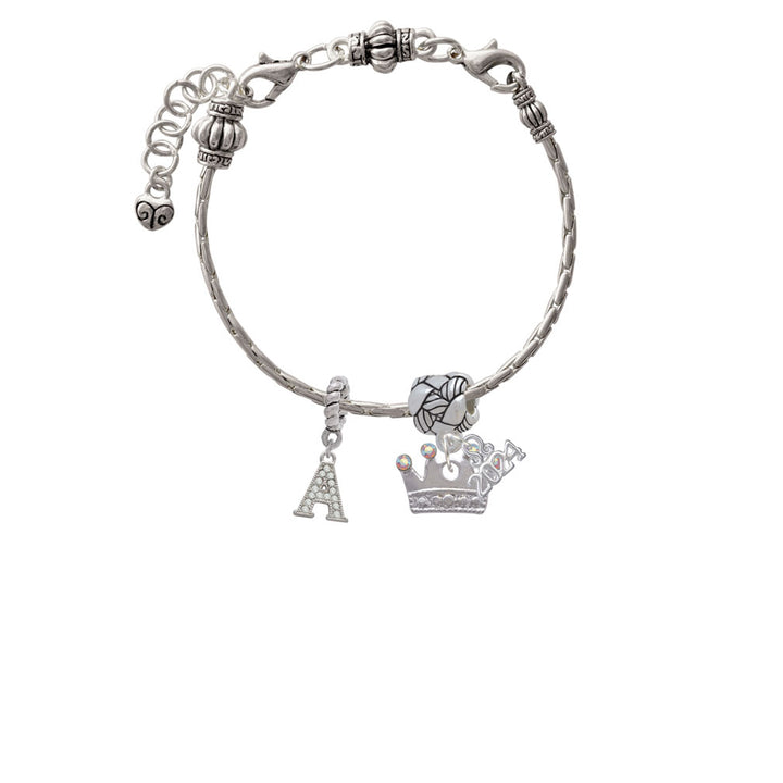 Delight Jewelry Silvertone Crown with Crystals and Textured Bottom Woven Rope Charm Bead Dangle with Year 2024 Image 3
