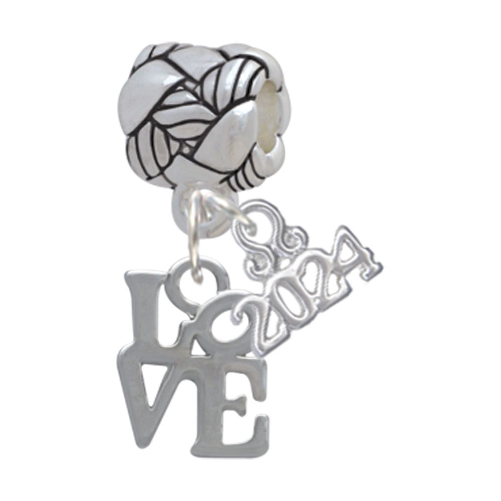 Delight Jewelry Silvertone Mini Love in Square Woven Rope Charm Bead Dangle with Year 2024 Image 1
