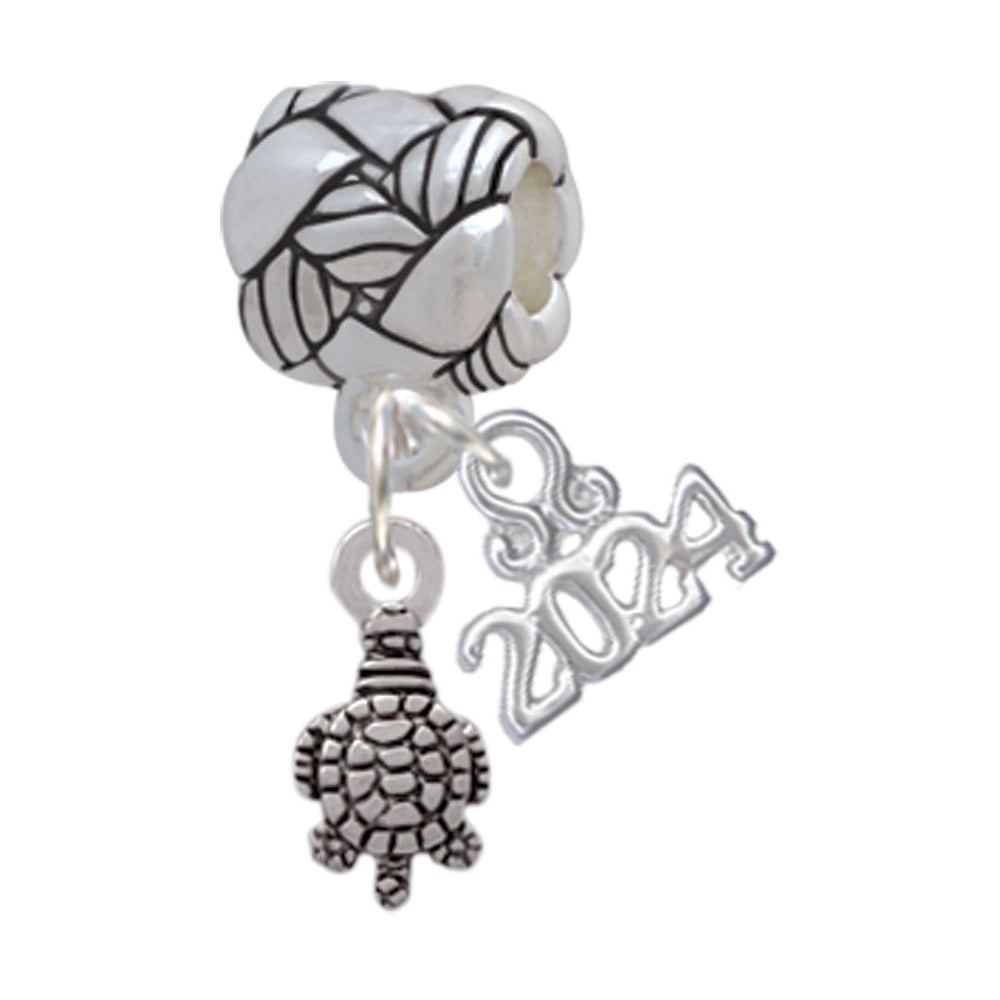 Delight Jewelry Silvertone Mini Sea Turtle Woven Rope Charm Bead Dangle with Year 2024 Image 1