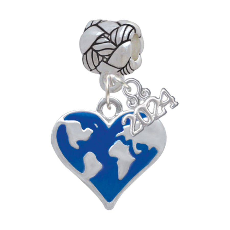 Delight Jewelry Silvertone Enamel Earth Heart Woven Rope Charm Bead Dangle with Year 2024 Image 1