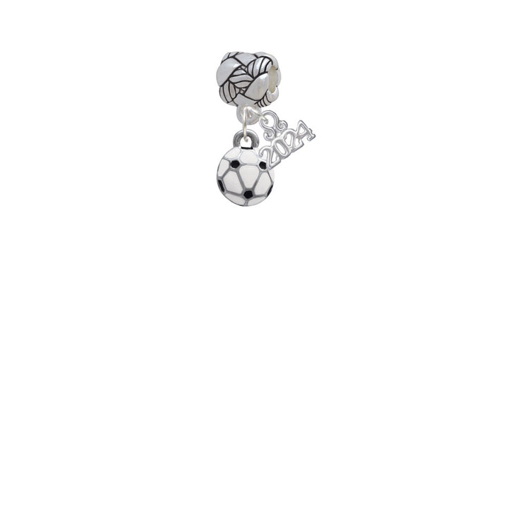 Delight Jewelry Silvertone Mini Enamel Soccer ball - Woven Rope Charm Bead Dangle with Year 2024 Image 2