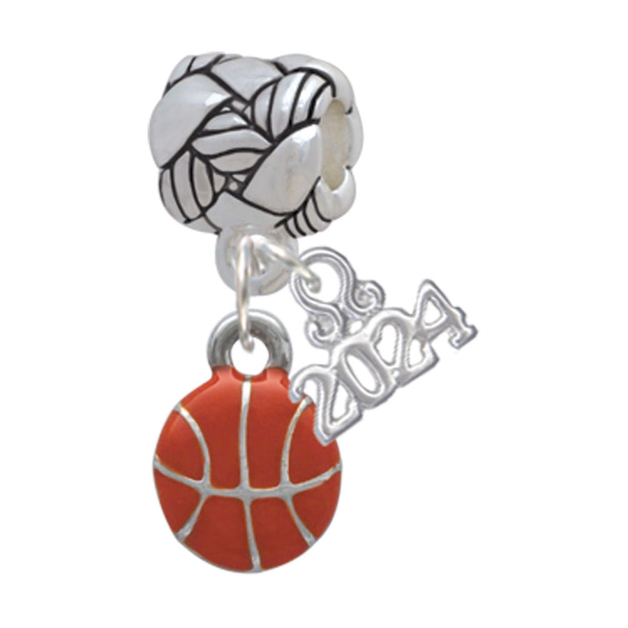 Delight Jewelry Silvertone Mini Orange Basketball - Woven Rope Charm Bead Dangle with Year 2024 Image 1