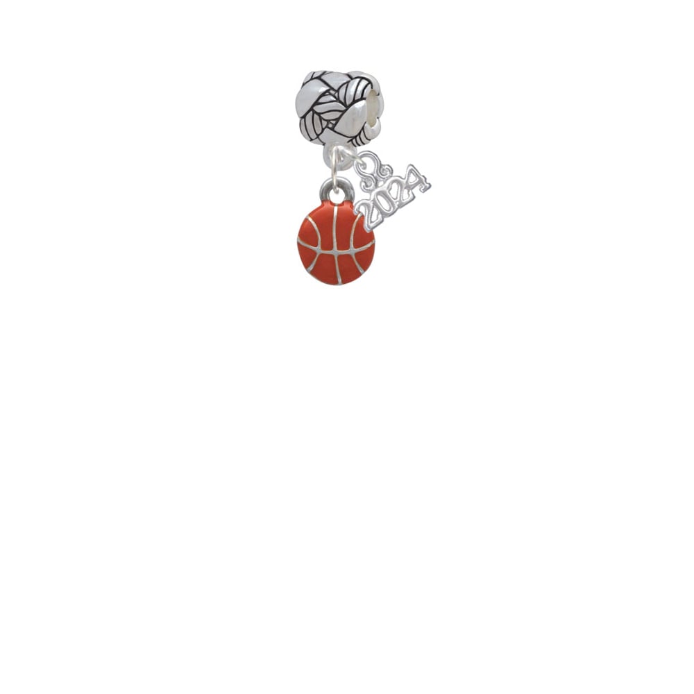 Delight Jewelry Silvertone Mini Orange Basketball - Woven Rope Charm Bead Dangle with Year 2024 Image 2