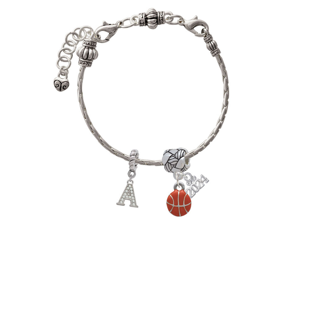Delight Jewelry Silvertone Mini Orange Basketball - Woven Rope Charm Bead Dangle with Year 2024 Image 3
