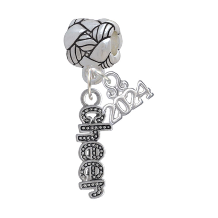 Delight Jewelry Silvertone Beaded Cheer Woven Rope Charm Bead Dangle with Year 2024 Image 1