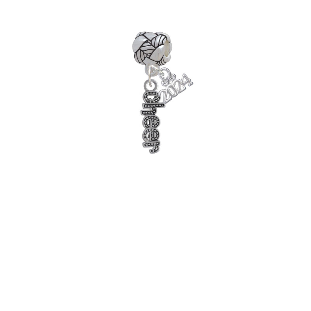 Delight Jewelry Silvertone Beaded Cheer Woven Rope Charm Bead Dangle with Year 2024 Image 2