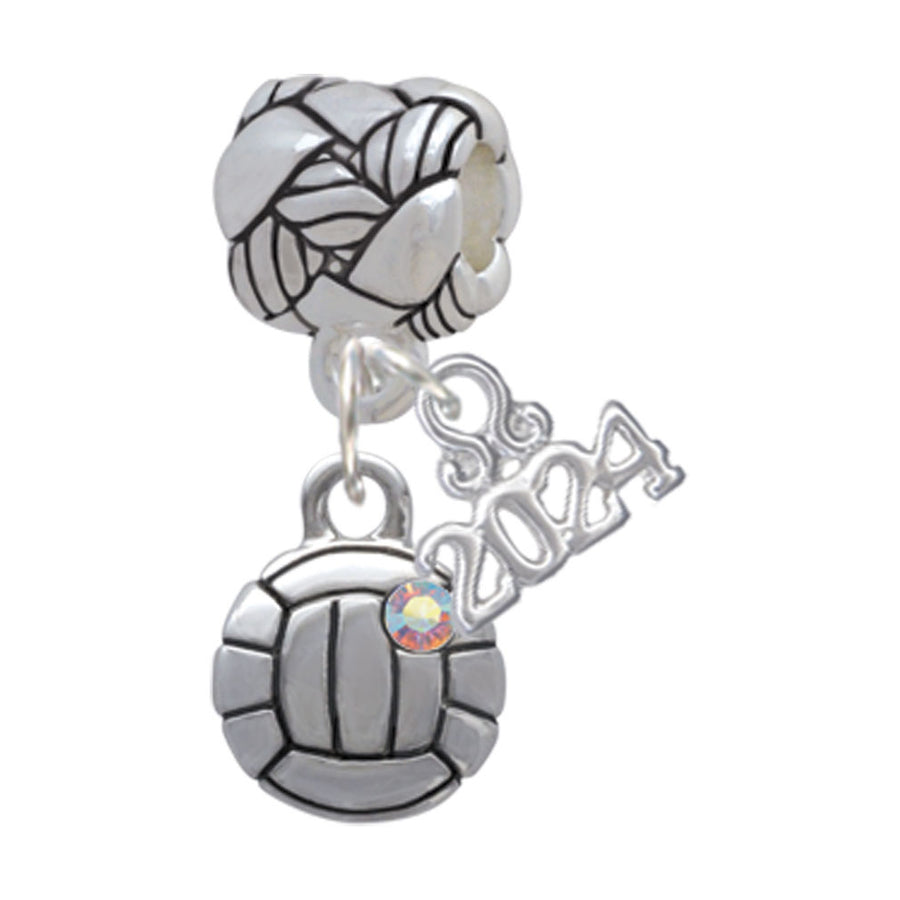 Delight Jewelry Silvertone Mini Volleyball/Water polo Woven Rope Charm Bead Dangle with Year 2024 Image 1