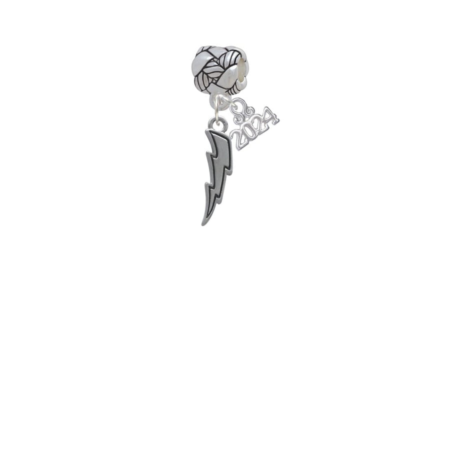 Delight Jewelry Silvertone Lightning Bolt Woven Rope Charm Bead Dangle with Year 2024 Image 1
