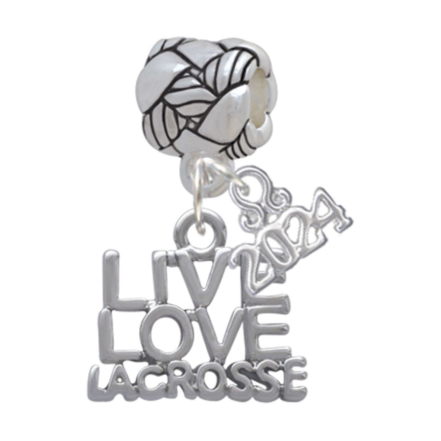 Delight Jewelry Silvertone Live Love Lacrosse Woven Rope Charm Bead Dangle with Year 2024 Image 1