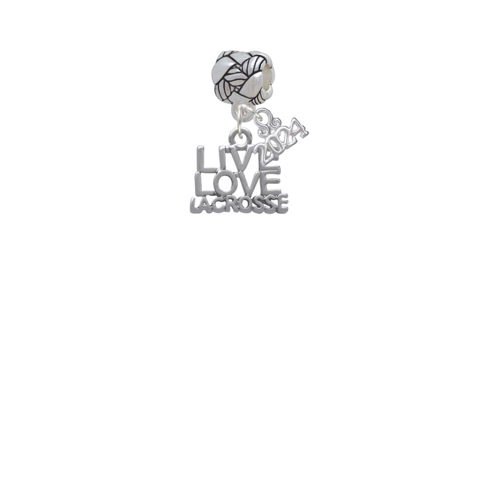 Delight Jewelry Silvertone Live Love Lacrosse Woven Rope Charm Bead Dangle with Year 2024 Image 2