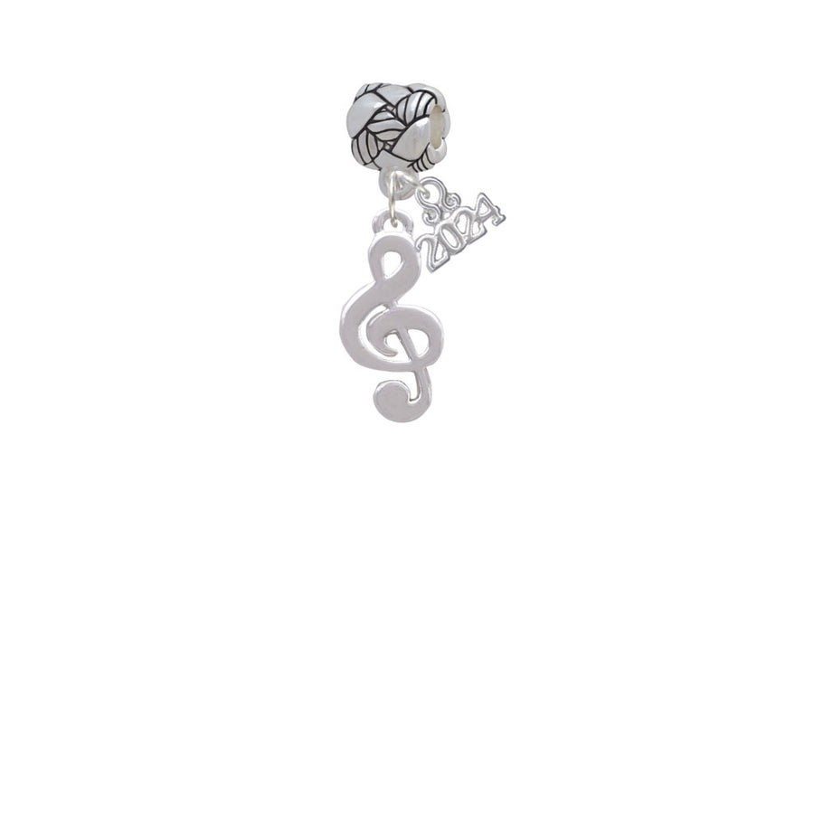 Delight Jewelry Silvertone Rounded Clef Woven Rope Charm Bead Dangle with Year 2024 Image 1