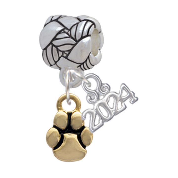 Delight Jewelry Goldtone Mini Rounded Paw Woven Rope Charm Bead Dangle with Year 2024 Image 1