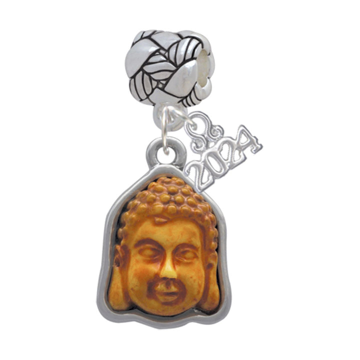 Delight Jewelry Resin Buddha Head in Frame Woven Rope Charm Bead Dangle with Year 2024 Image 1