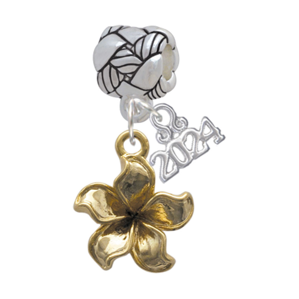 Delight Jewelry Goldtone Flower Woven Rope Charm Bead Dangle with Year 2024 Image 1