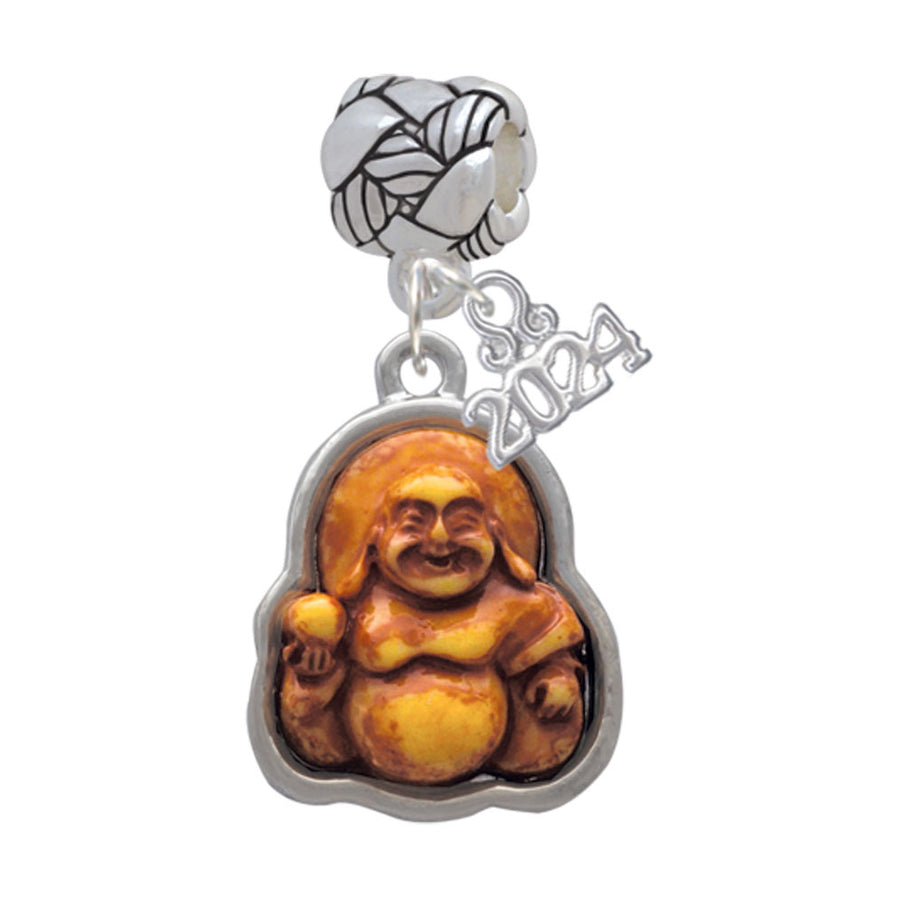 Delight Jewelry Resin Laughing Buddha in Frame Woven Rope Charm Bead Dangle with Year 2024 Image 1