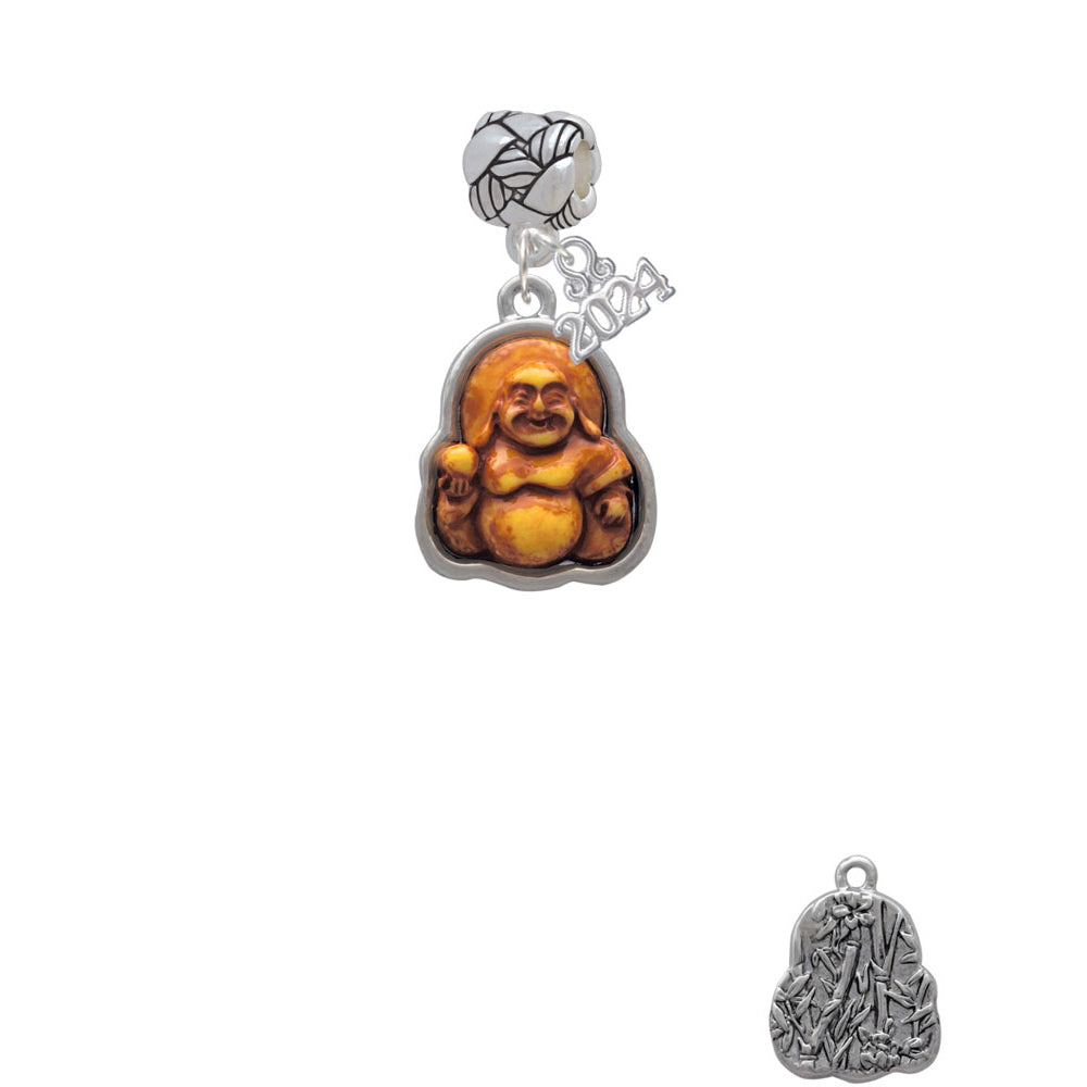Delight Jewelry Resin Laughing Buddha in Frame Woven Rope Charm Bead Dangle with Year 2024 Image 2