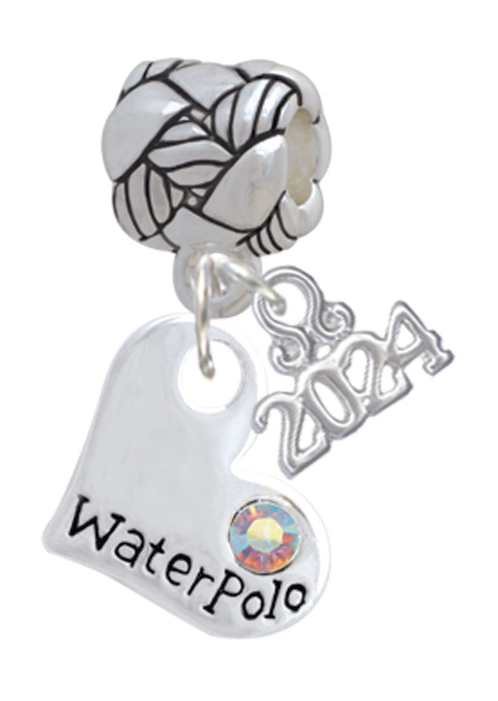 Delight Jewelry Heart with Water Polo and AB Crystal Woven Rope Charm Bead Dangle with Year 2024 Image 1