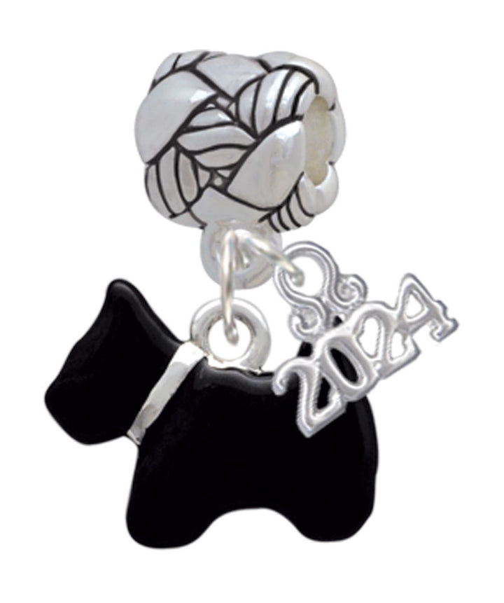 Delight Jewelry Silvertone Black Scottie Dog Woven Rope Charm Bead Dangle with Year 2024 Image 1