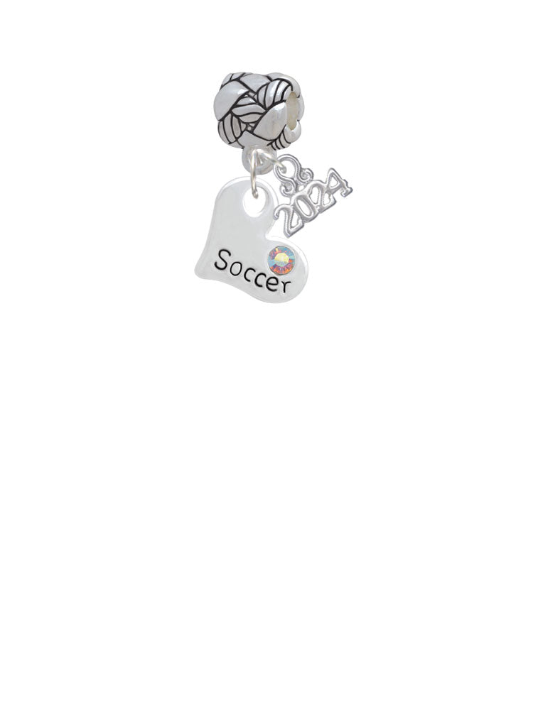 Delight Jewelry Heart with Soccer and AB Crystal Woven Rope Charm Bead Dangle with Year 2024 Image 2
