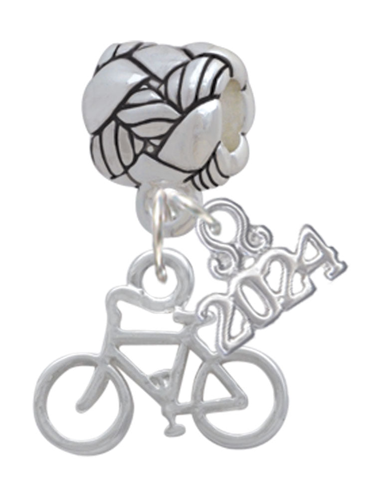 Delight Jewelry Silvertone Small Bicycle Woven Rope Charm Bead Dangle with Year 2024 Image 1