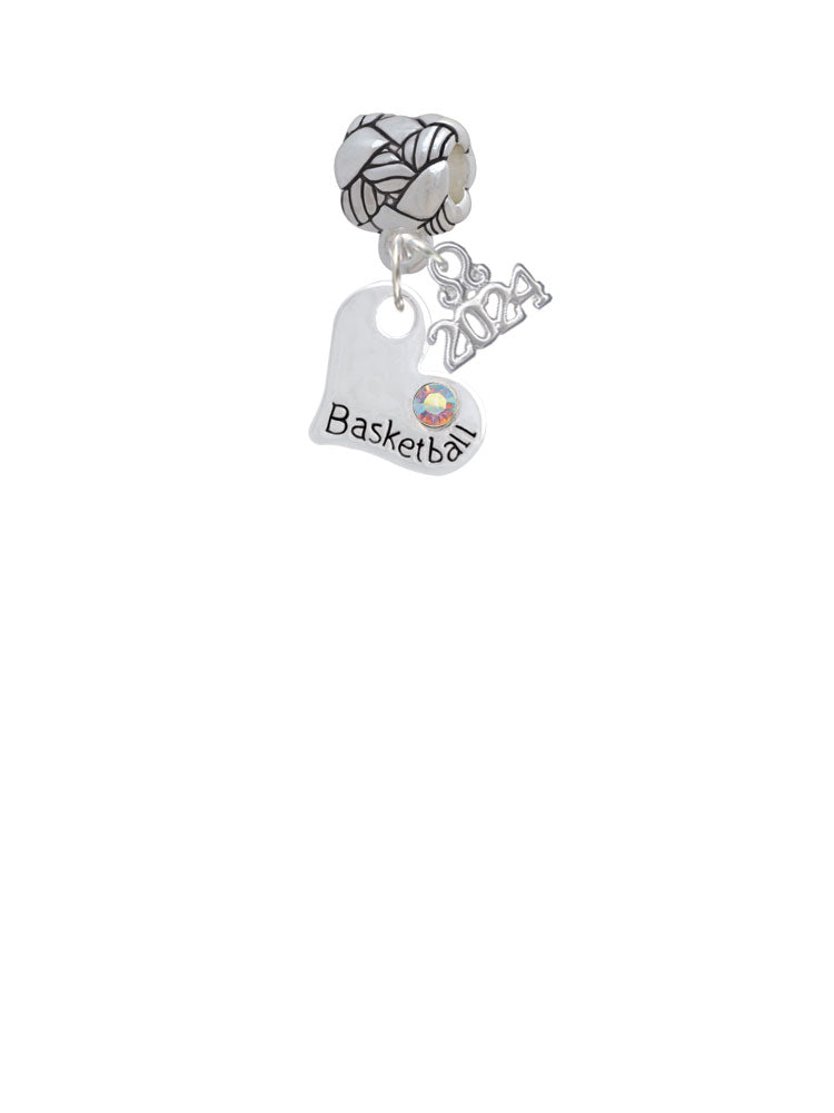 Delight Jewelry Heart with Basketball and AB Crystal Woven Rope Charm Bead Dangle with Year 2024 Image 2
