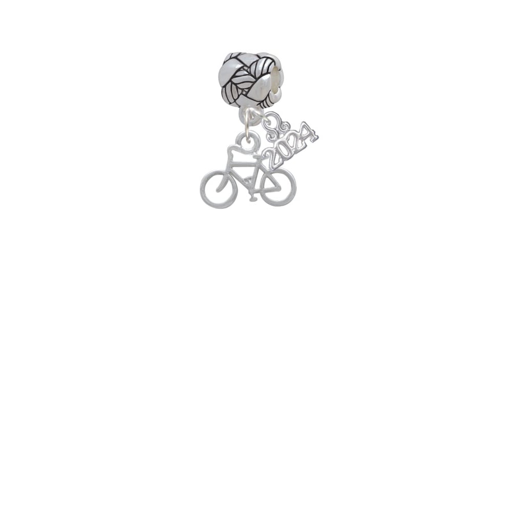 Delight Jewelry Silvertone Small Bicycle Woven Rope Charm Bead Dangle with Year 2024 Image 2