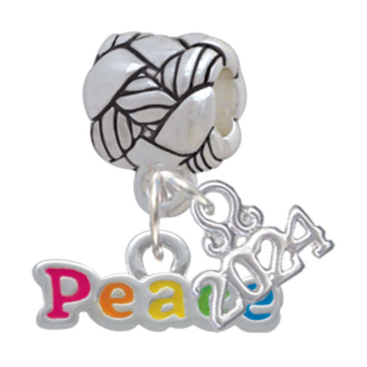 Delight Jewelry Rainbow Colored Peace Woven Rope Charm Bead Dangle with Year 2024 Image 1