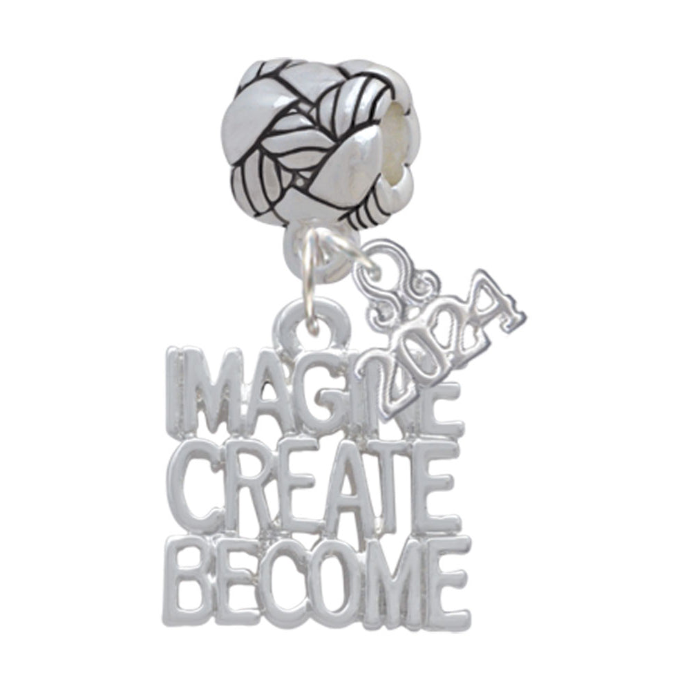 Delight Jewelry Silvertone Imagine Create Become Woven Rope Charm Bead Dangle with Year 2024 Image 1