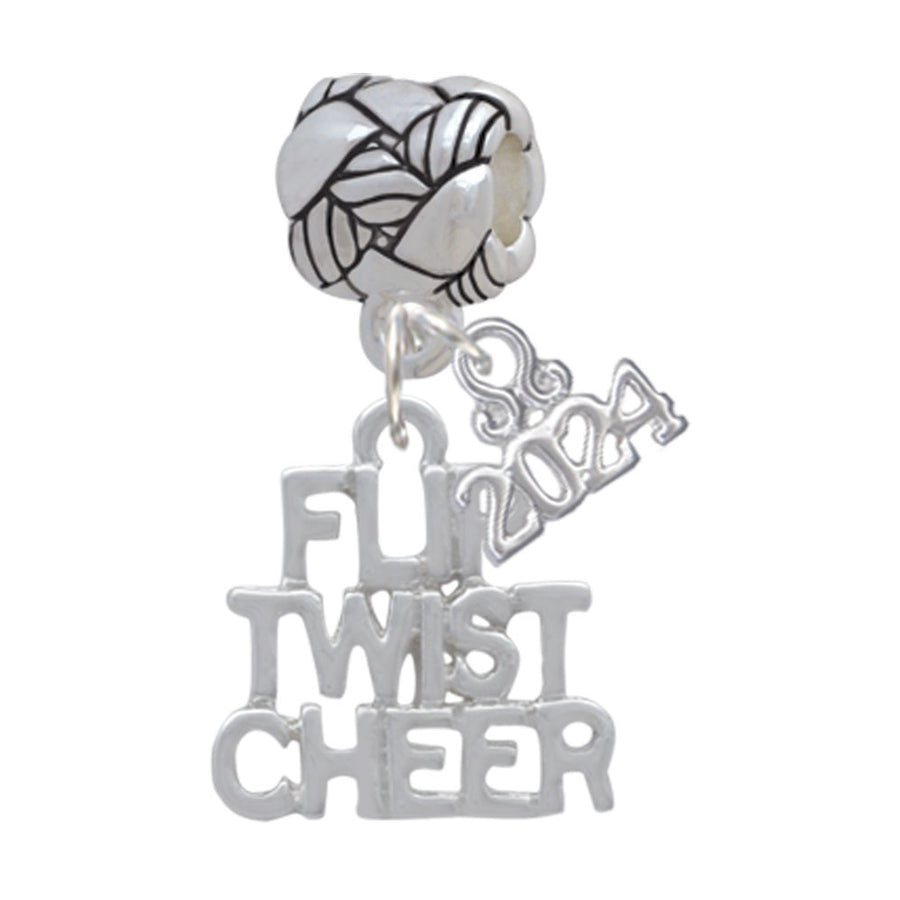 Delight Jewelry Silvertone Flip Twist Cheer Woven Rope Charm Bead Dangle with Year 2024 Image 1