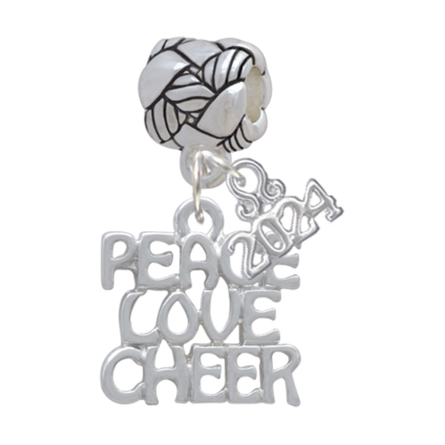Delight Jewelry Silvertone Medium Peace Love Cheer Woven Rope Charm Bead Dangle with Year 2024 Image 1
